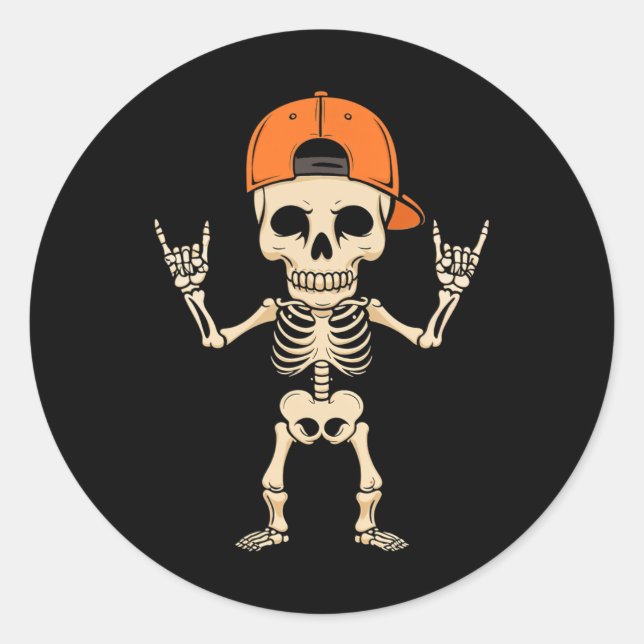Adesivo Rocker Skeleton Boné Halloween Punk Rock Men (Frente)