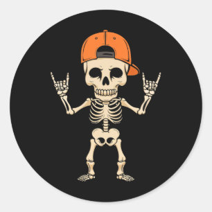 Adesivo Rocker Skeleton Boné Halloween Punk Rock Men