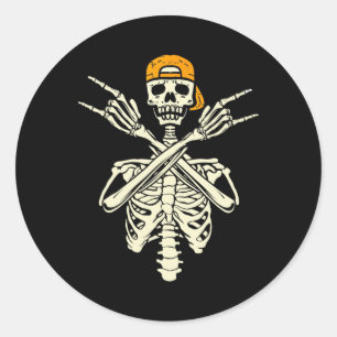 Adesivo Rocker Skeleton Boné Skater Halloween Rock Gir