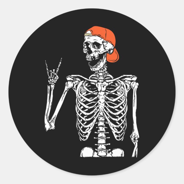 Adesivo Rocker Skeleton Hand Rock Sobre O Halloween Engraç (Frente)