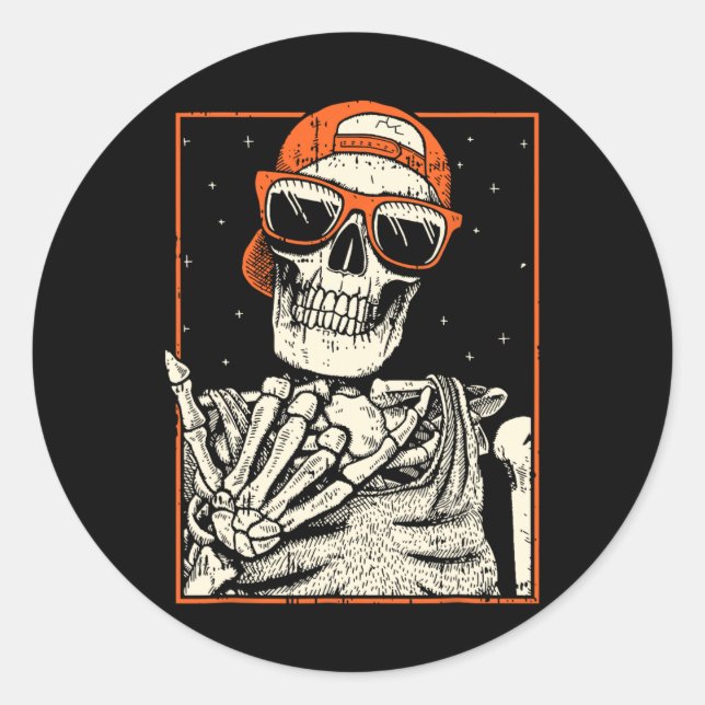 Adesivo Rocker Skeleton Rocha Sobre O Dia Das Bruxas (Frente)