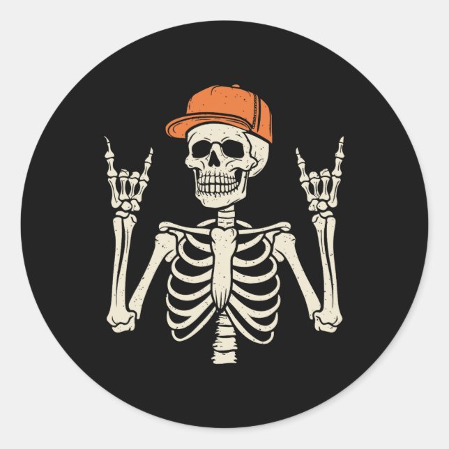 Adesivo Rocker Skeleton Rock On Hand Skeleton Me (Frente)