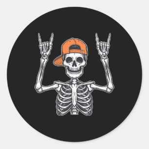Adesivo Rocker Skeleton Skater Boné Halloween Rock Men