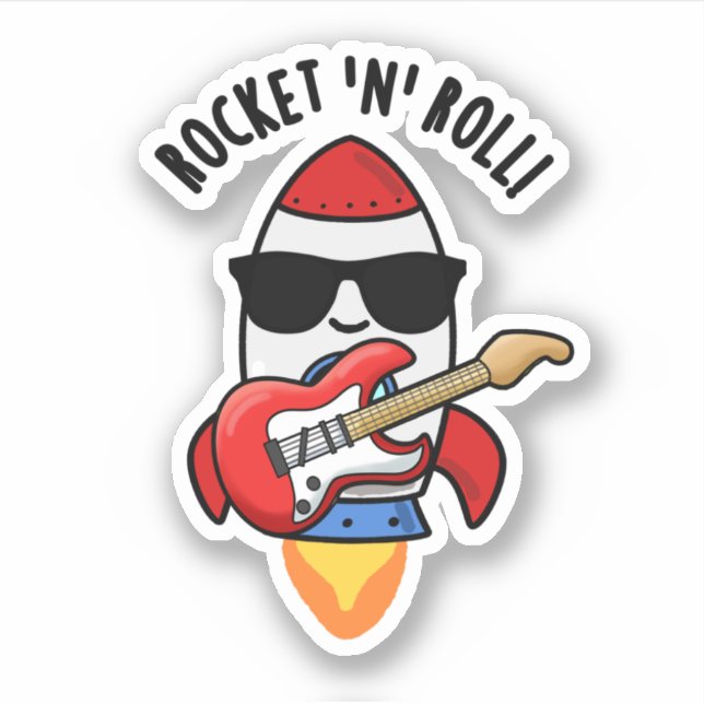 Adesivo Rocket E Roll Funny Rocket Pun (Frente)