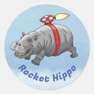 Adesivo Rocket Hippo Birthday