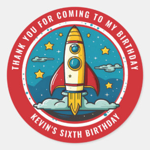 Adesivo Rocketship Birthday Obrigado