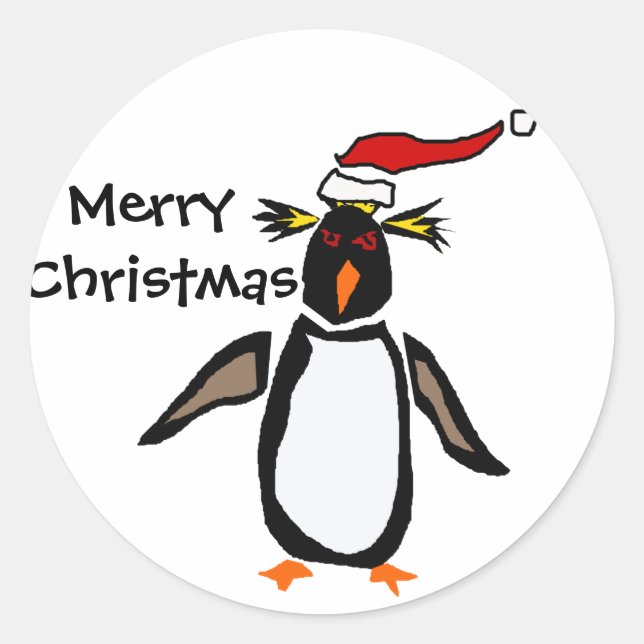 Adesivo Rockhopper Penguin Art de Natal (Frente)