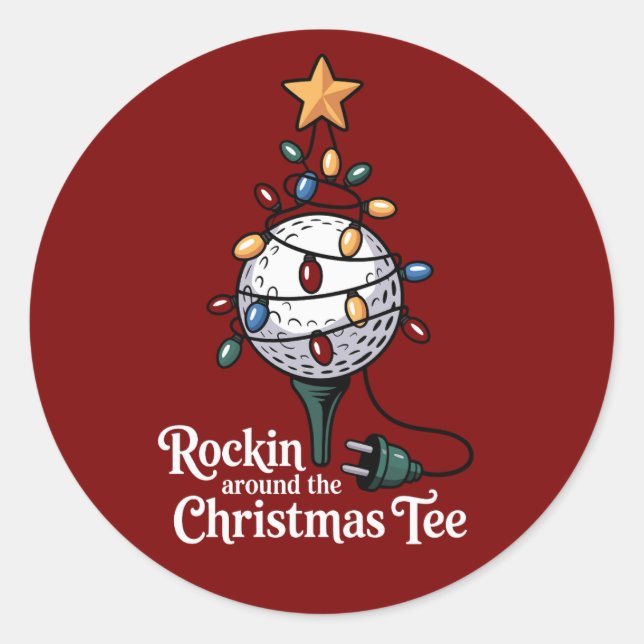 Adesivo Rockin Around The Christmas Tee Funny Golf Xmas (Frente)