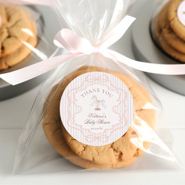 Adesivo Rocking Horse Pink Girl Baby Shower Thank you