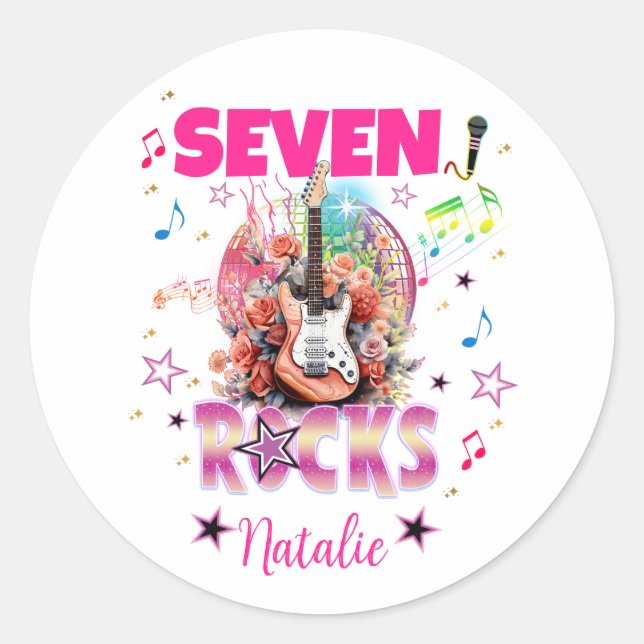Adesivo Rock'n'Roll Guitar Musical Birthday Girl Rockstar (Frente)