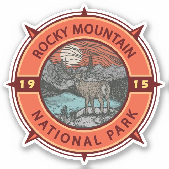 Adesivo Rocky Mountain National Park Elk Compass (Frente)