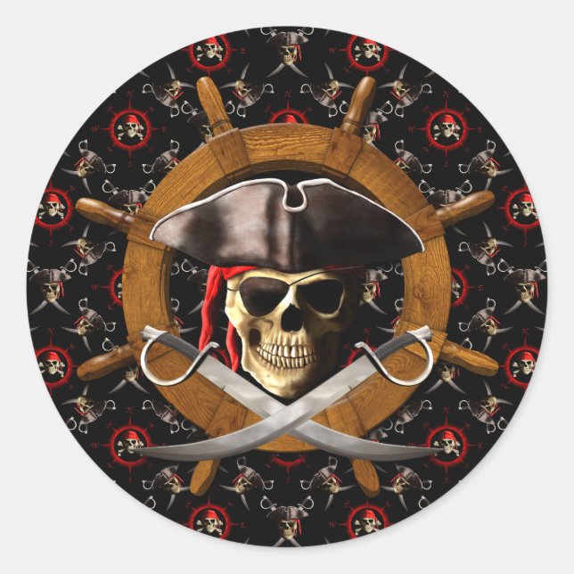 Adesivo Roda alegre do pirata de Roger (Frente)