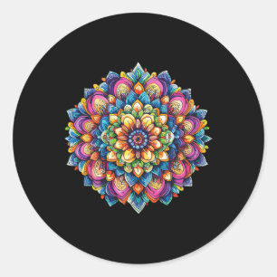 Adesivo Roda de Flor de Mandala de Lótus Vibrante Meditaçã