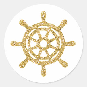 Adesivo Roda de Navio Náutica Dourada Brilhante