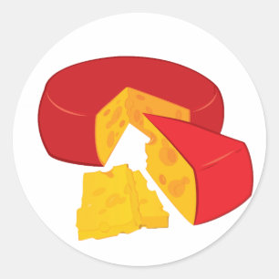 Adesivo Roda de Queijo Cera Vermelha Laticínio