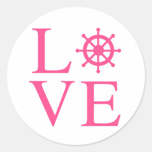Adesivo Roda do Navio do Amor Rosa e Branco Casamento Náut