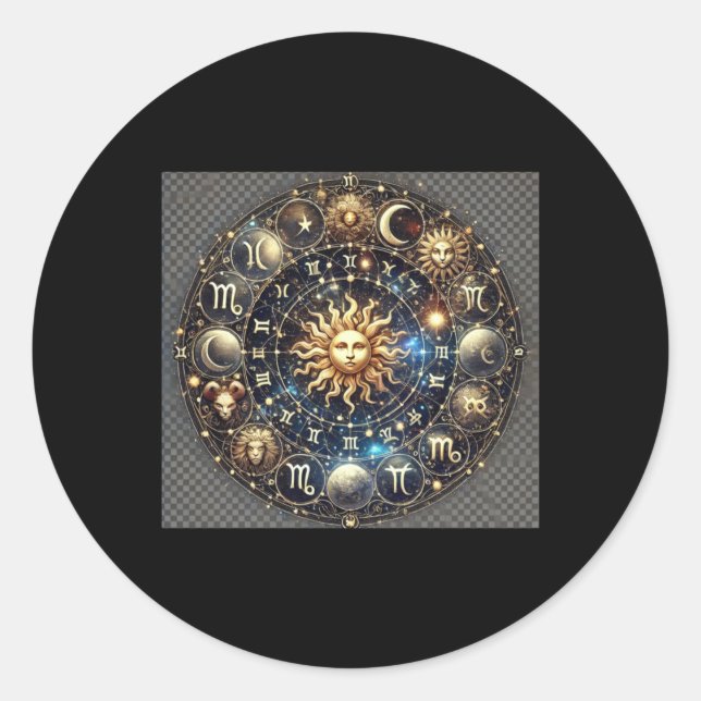 Adesivo Roda Zodiacal Celestial – Design de Astrologia Mís (Frente)