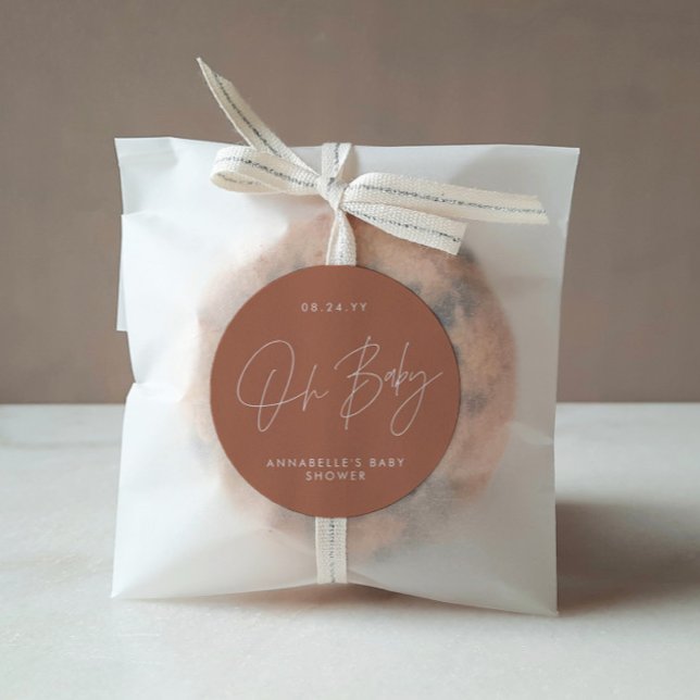 Adesivo rodado chá de fraldas, terracotta elegante (Criador carregado)