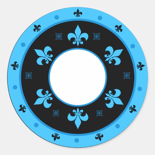 Adesivo Rodar Fleur de Lis Stickers BLUE & BLACK (Frente)