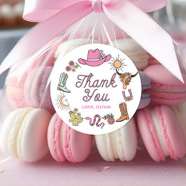 Adesivo Rodeio Rosa Aniversário Caubói Western Obrigado