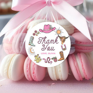 Adesivo Rodeio Rosa Aniversário Caubói Western Obrigado
