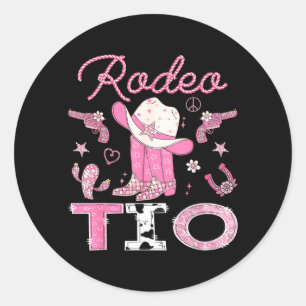 Adesivo Rodeio Tio 1º Aniversário Botas Rosa Disco Cowgirl