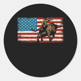 Adesivo Rodeo Bull Rider Patriota Americana Flag Cowboys