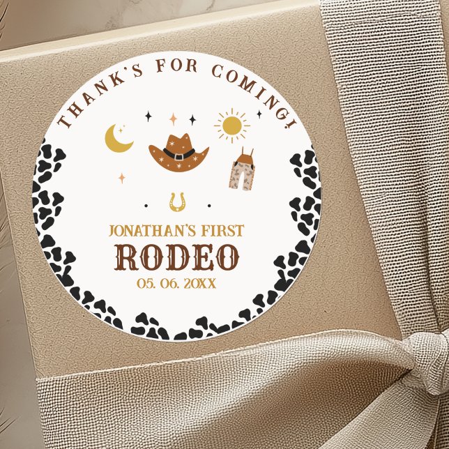 Adesivo Rodeo First Birthday, Cowboy Birthday Boy (Criador carregado)