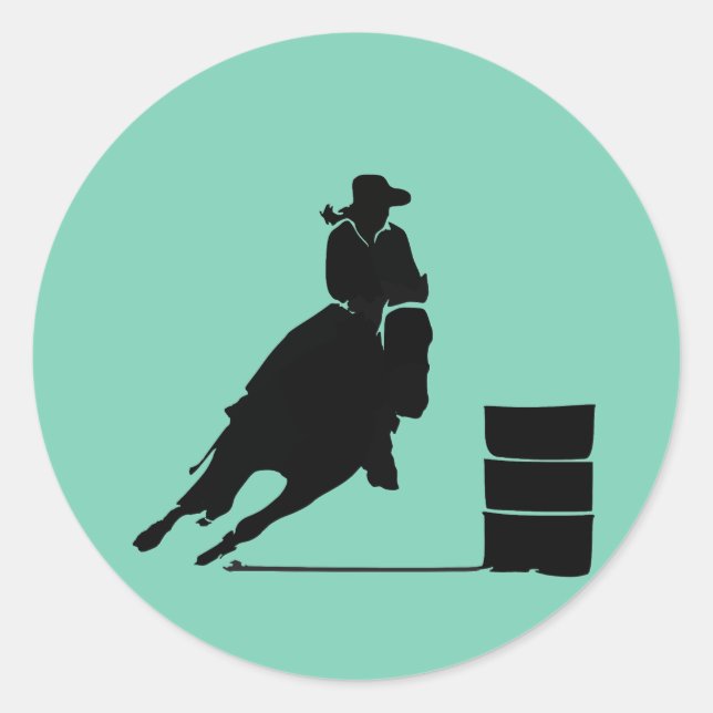 Adesivo Rodeo Theme Cowgirl Barrel Racing Silhouette (Frente)