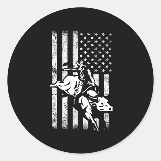 Adesivo Rodeo USA Flag Bull Riding Rider Cowboy Country Gi (Frente)