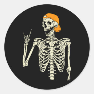 Adesivo Roker Skeleton Boné Skater Legal Halloween Punk Ro