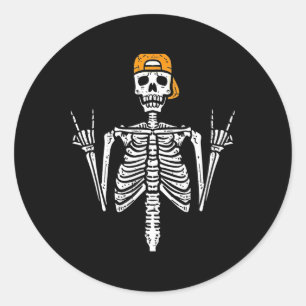 Adesivo Roker Skeleton Boné Skater Legal Halloween Punk Ro