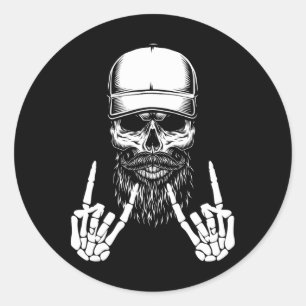 Adesivo Roker Skeleton Boné Skater Legal Halloween Punk Ro