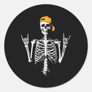 Adesivo Roker Skeleton Boné Skater Legal Halloween Punk Ro