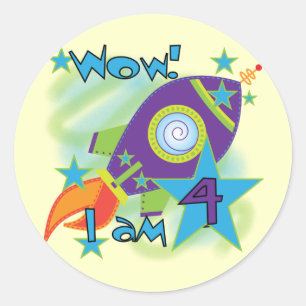 Adesivo Roket Ship 4th Birthday T-shirts e presentes