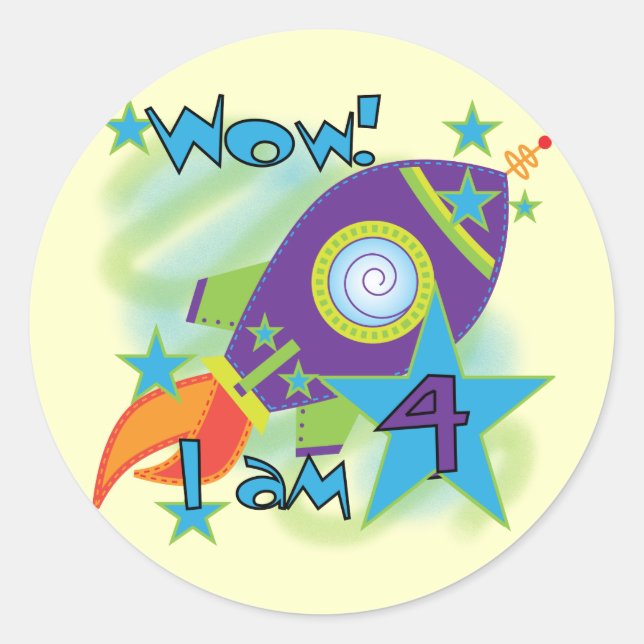 Adesivo Roket Ship 4th Birthday T-shirts e presentes (Frente)