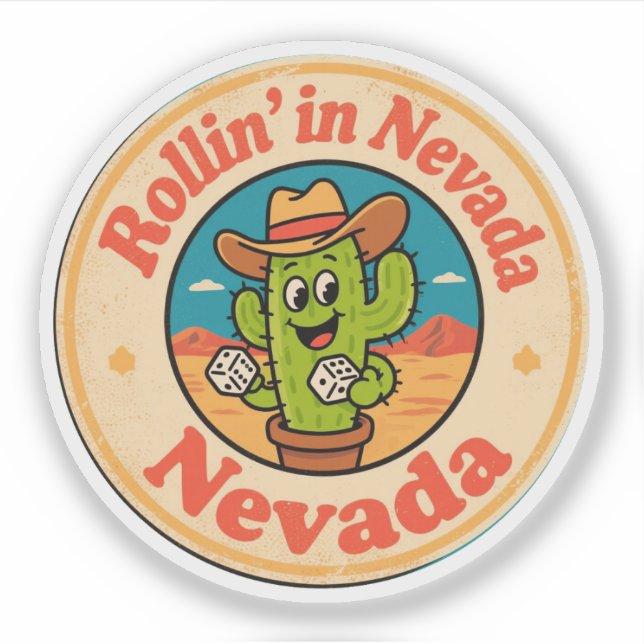 Adesivo Rolando em Nevada_ Cacto com Arte de Dados (Frente)