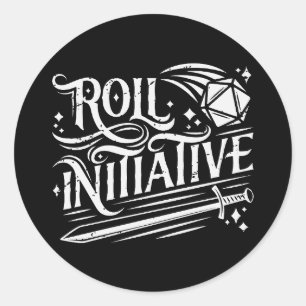 Adesivo Roll Initiative Vintage D20 Sword