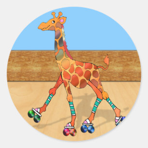 Adesivo Roller Skating Giraffe no Roller Rink