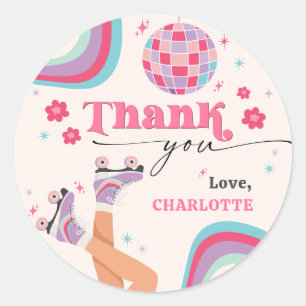 Adesivo Roller Sking Birthday Retro Rainbow