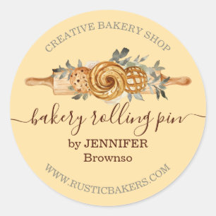 Adesivo Rolling Pin Bakery Cookies Penteia elegante amarel