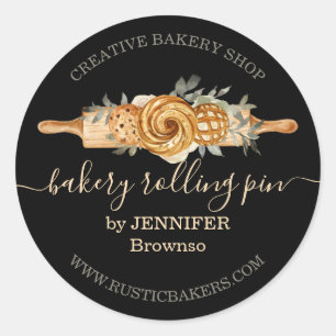 Adesivo Rolling Pin Bakery Cookies Penteia preto elegante