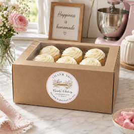 Adesivo Rolo de massa da padaria floral elegante Obrigado
