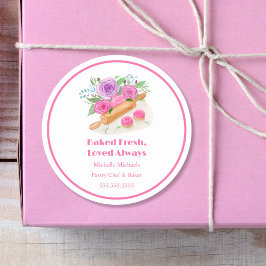 Adesivo Rolo de Massa de Rosas em Aquarela Chef de Padaria