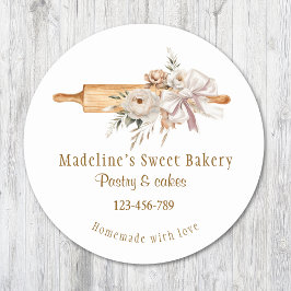 Adesivo Rolo de Massa Floral Boho Aquarela Padaria