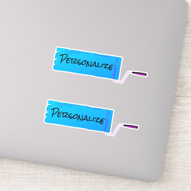 Adesivo Rolo de pintura tinta molhada azul (Detalhe)