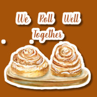 Rolos de Canela Aquarela Nós Rolamos Bem Juntos