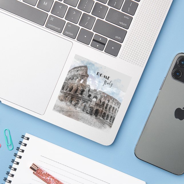 Adesivo Roma Itália Colosseum Viagem Art Vintage (Notebook com iPhone)