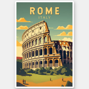 Adesivo Roma Itália Colosseum Viagem Art Vintage