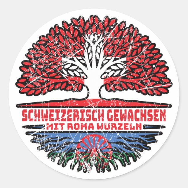 Adesivo Romani Schweizer Schweiz Baum Wurzel Flagge (Frente)